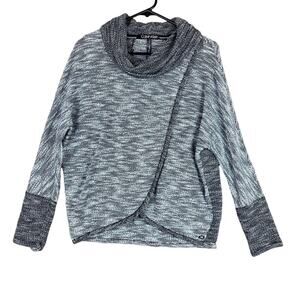Calvin Klein Womens Sweater Gray Faux Wrap Cowl Neck Performance Athletic XS